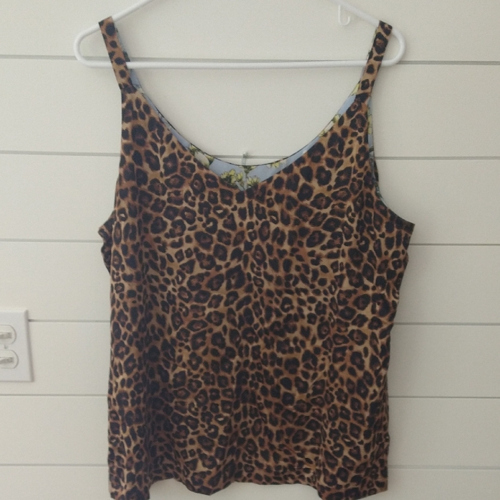 White House Black Market Leopard Print Tank Top